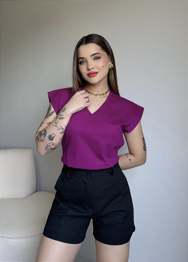 T-SHIRT MUSCLE TEE GOLA V - ROXO