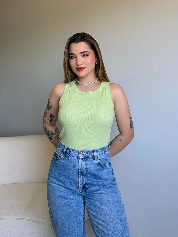 REGATA CANELADA - VERDE CREAM