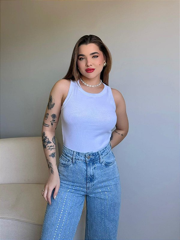 REGATA CANELADA - BRANCO