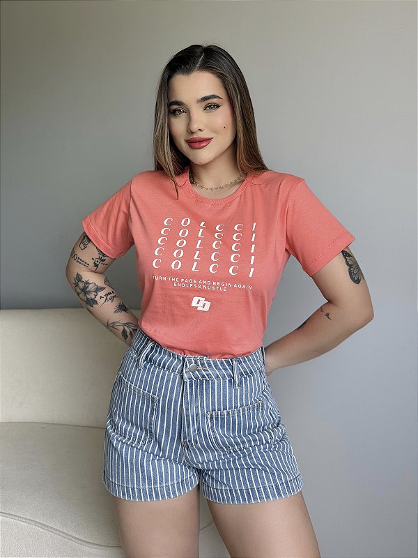 T-SHIRT COLCCI TURN THE PAGE - CORAL