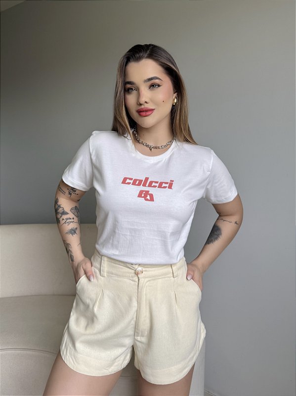 T-SHIRT COLCCI (CORAL) - OFF WHITE