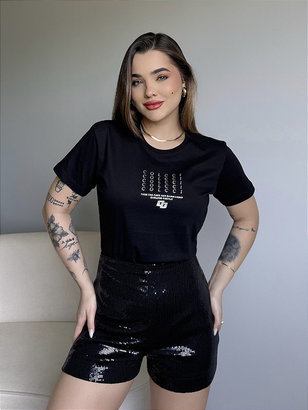 T-SHIRT COLCCI TURN THE PAGE - PRETO