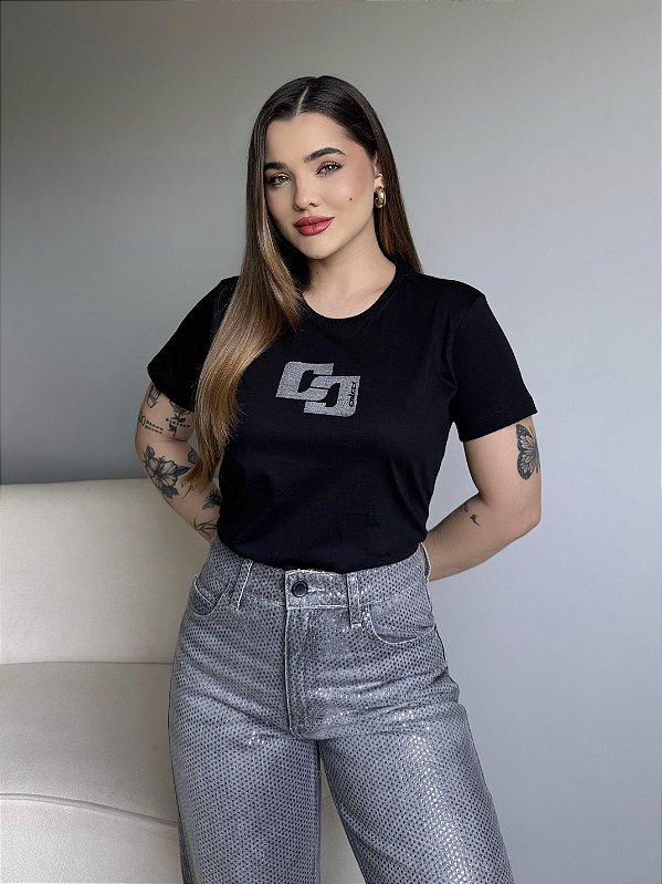 T-SHIRT COLCCI PONTILHADO ALTO RELEVO - PRETO