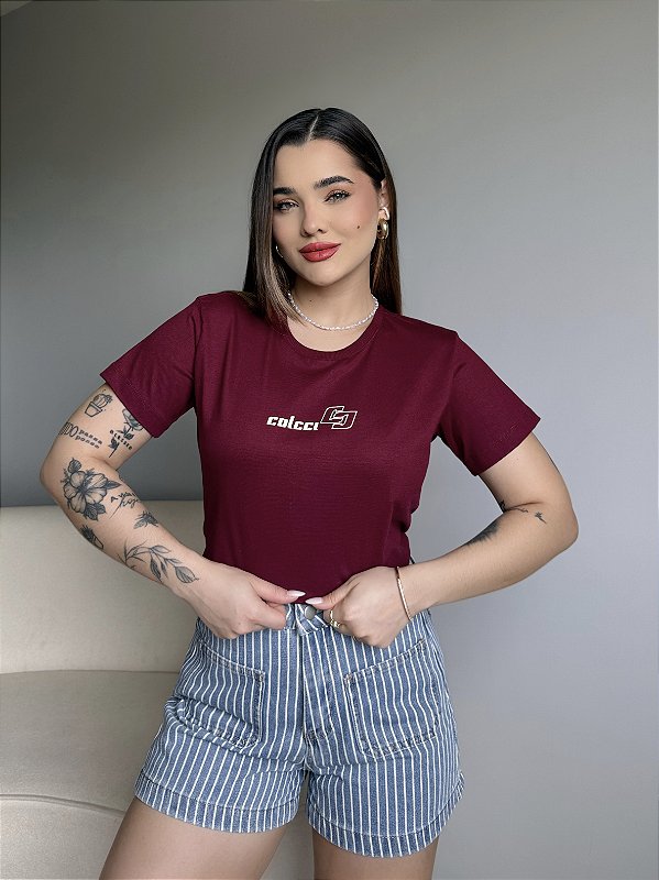 T-SHIRT COLCCI ALTO RELEVO C/GLITTER - BORDO