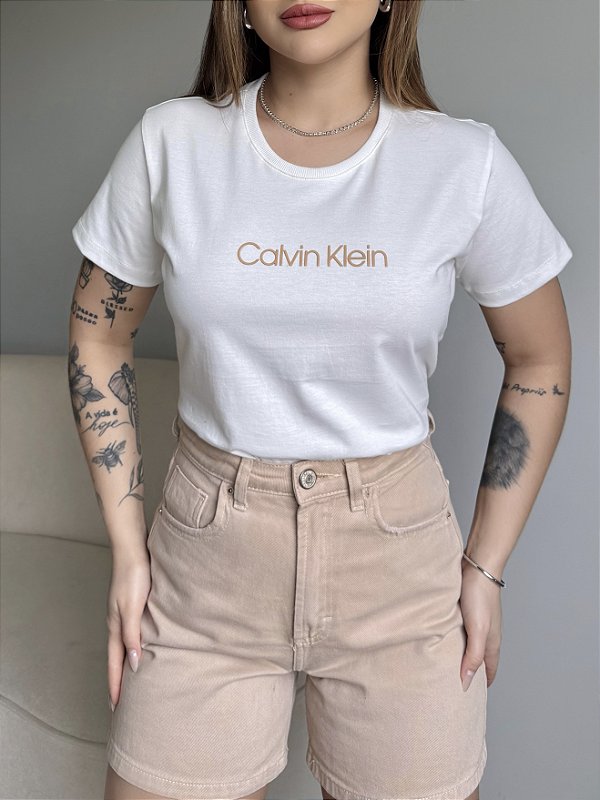 T-SHIRT CALVIN KLEIN ALTO RELEVO - OFF WHITE