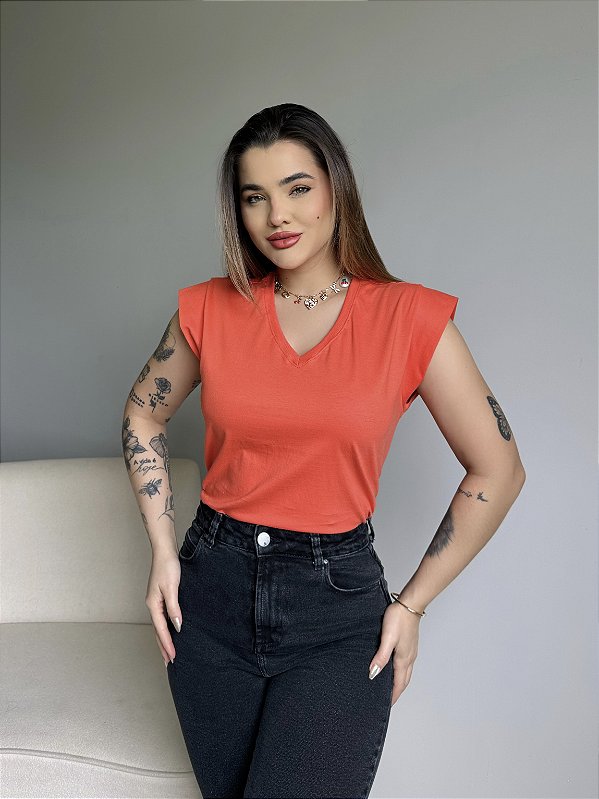 T-SHIRT MUSCLE TEE GOLA V - LARANJA DESERTO