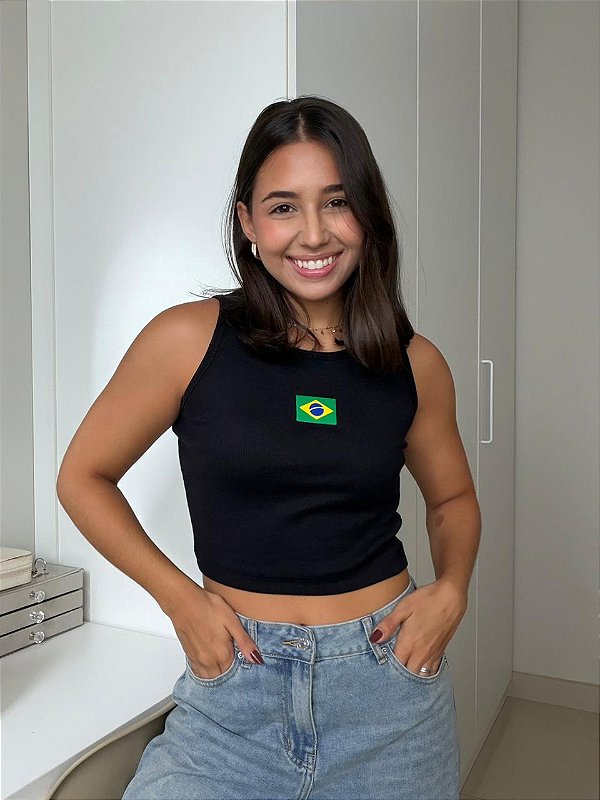 CROPPED RIBANA BRASIL - PRETO