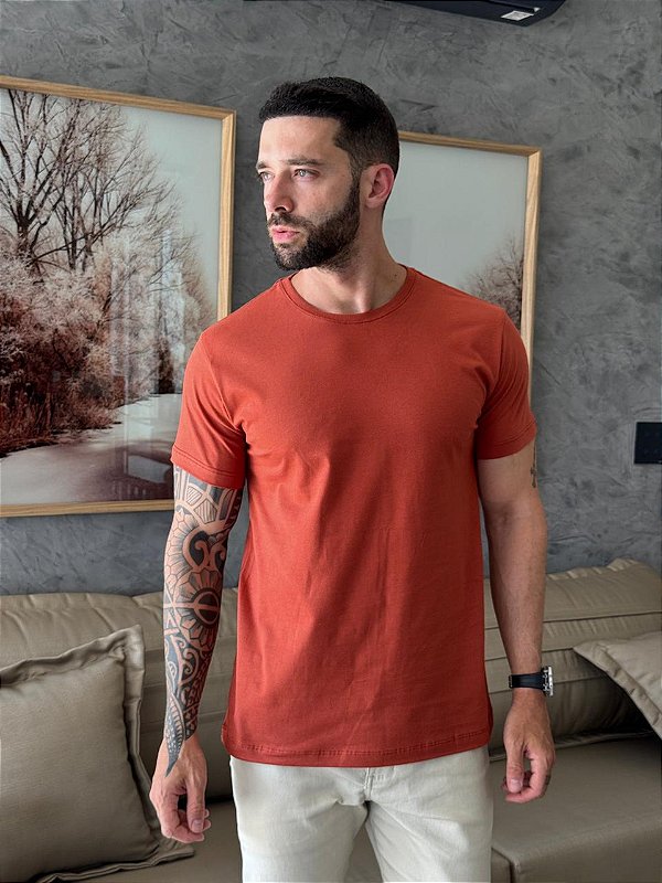 CAMISETA MASCULINA LISA - TELHA