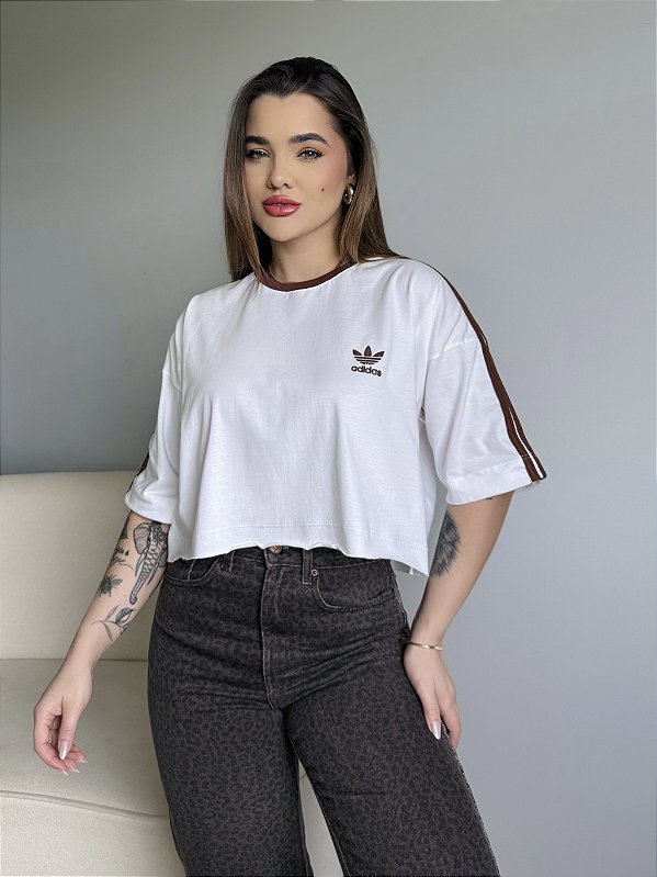 CROPPED OVERSIZED ADIDAS LISTRAS - OFF WHITE