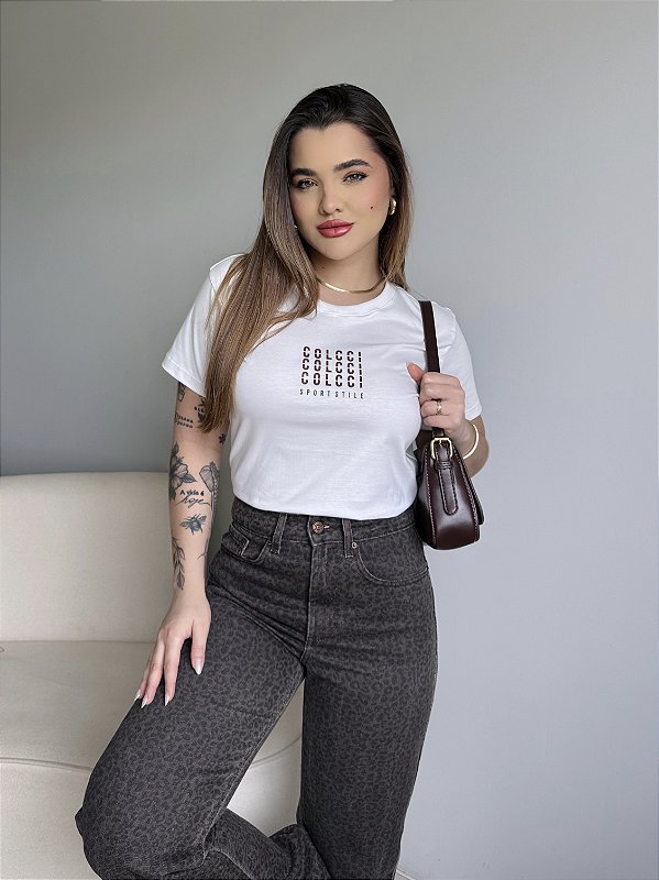 T-SHIRT COLCCI SPORT STILE C/GLITTER - OFF WHITE