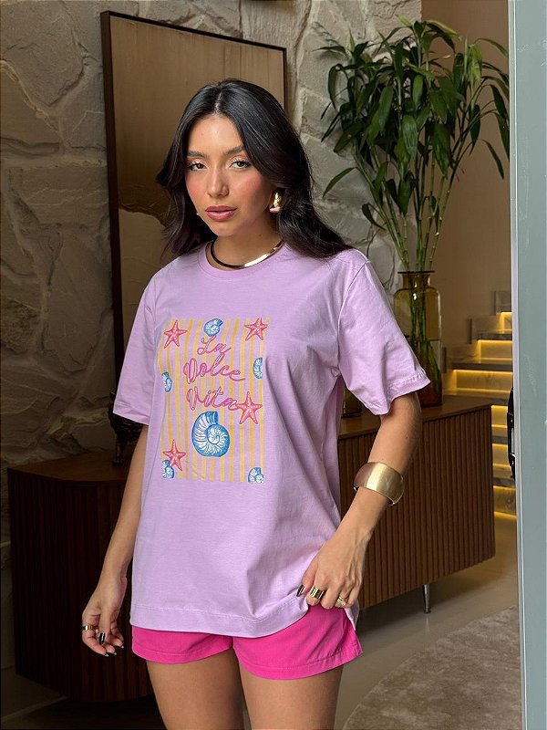 MAX TEE DTF LA DOLCE VITA LISTRAS - ROXO POESIA