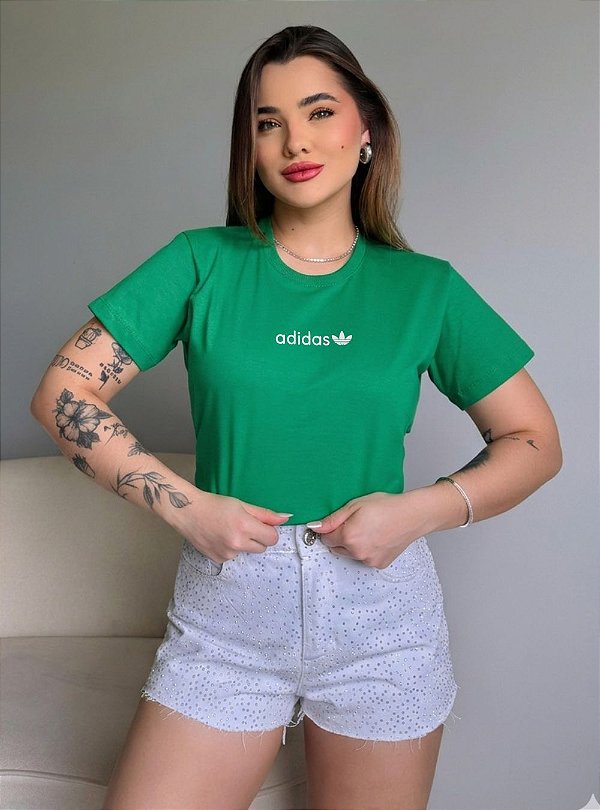 T-SHIRT ADIDAS C/GLITTER - VERDE BANDEIRA