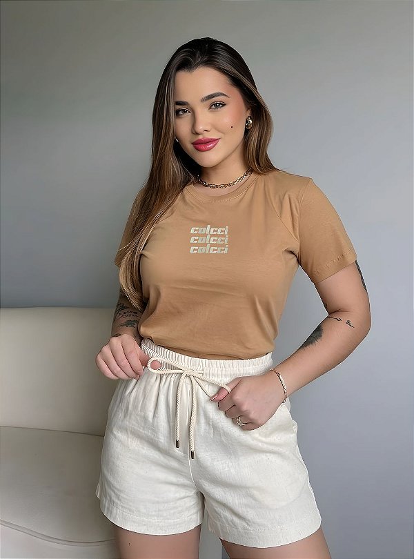 T-SHIRT COLCCI COLCCI COLCCI - MARROM SUEDE