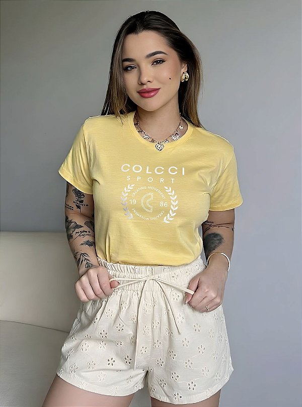 T-SHIRT COLCCI SPORT CREATING - AMARELO MANTEIGA