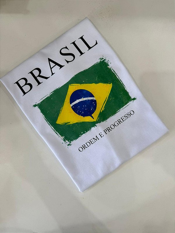 T-SHIRT DTF BRASIL ORDEM E PROGRESSO - BRANCO