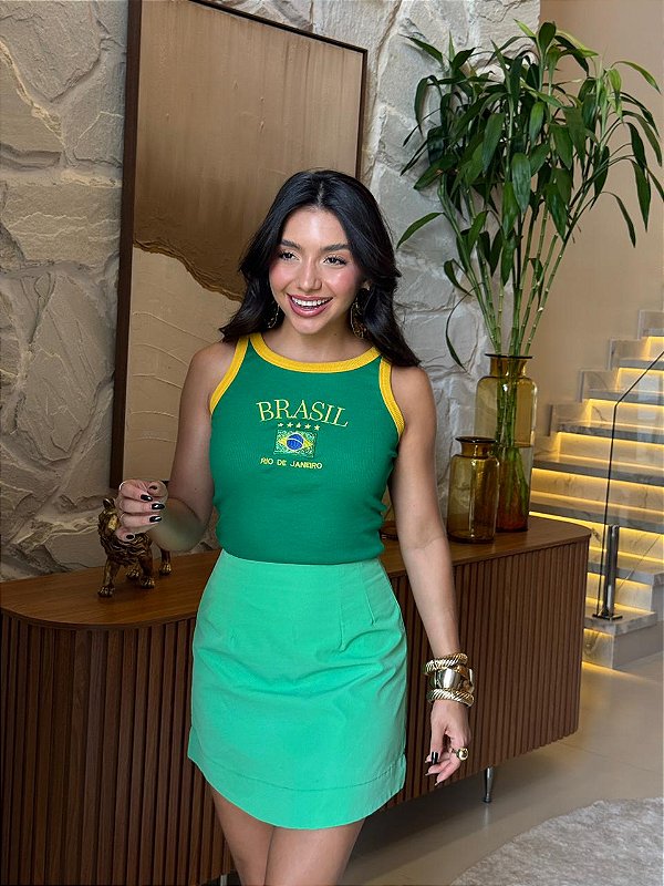 REGATA (BORDADA) BRASIL RIO DE JANEIRO BICOLOR - VERDE BANDEIRA