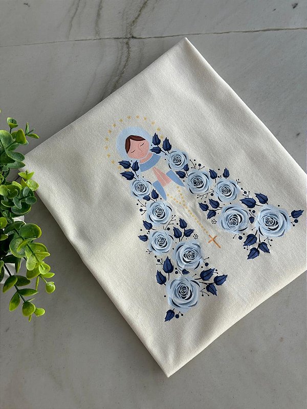 T-SHIRT DTF NOSSA SENHORA ROSAS - BEGE NATURAL