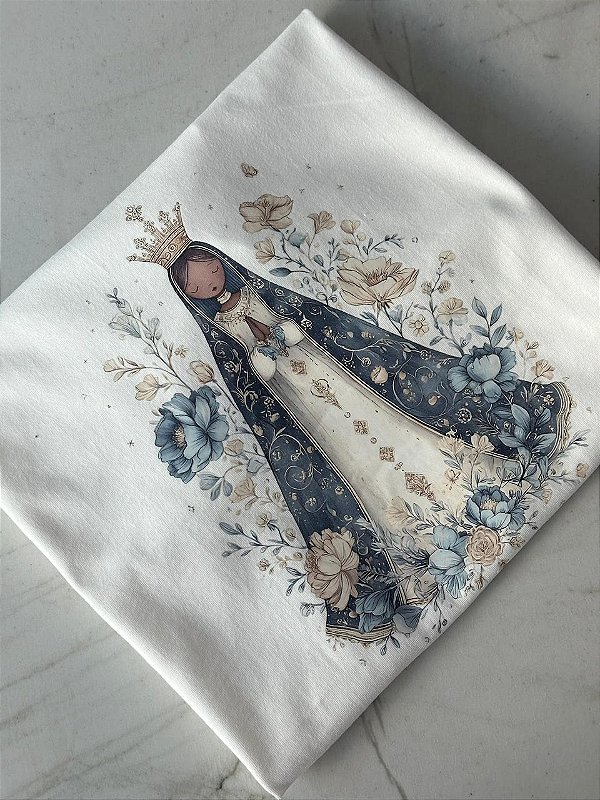 T-SHIRT DTF NOSSA SENHORA APARECIDA FLORES - OFF WHITE