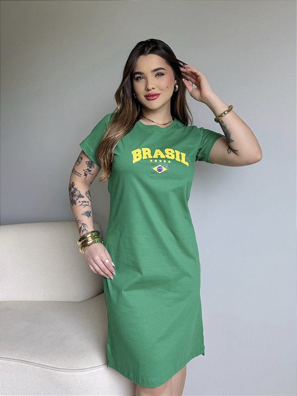 VESTIDO DRESS DTF BRASIL 5 ESTRELAS AMARELO - VERDE BANDEIRA