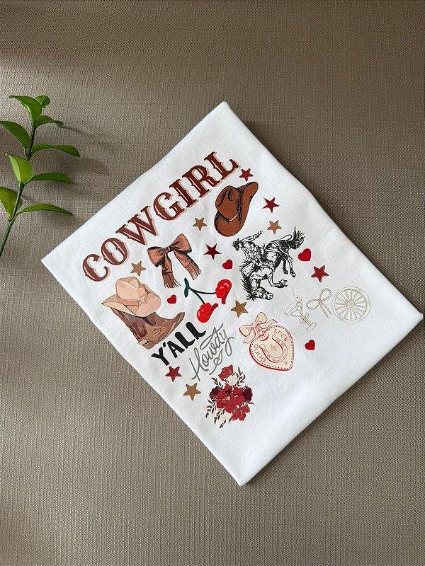 T-SHIRT DTF COWGIRL Y'ALL LOVEDY - OFF WHITE
