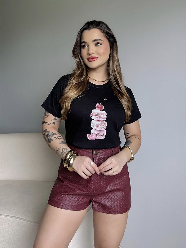 T-SHIRT DTF MACARONS - PRETO