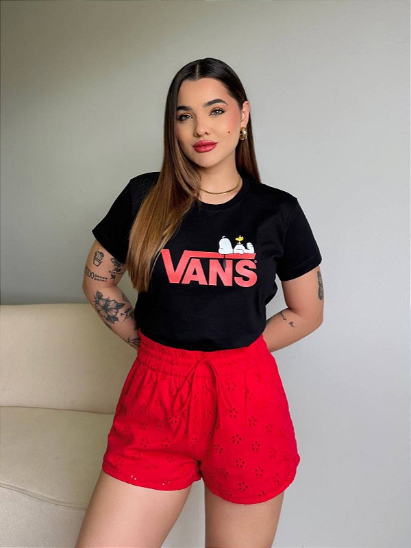 T-SHIRT DTF VANS SNOOPY - PRETO