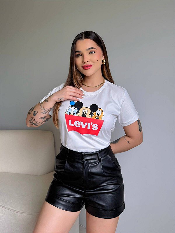T-SHIRT DTF LEVIS TURMA DO MICKEY -  OFF WHITE