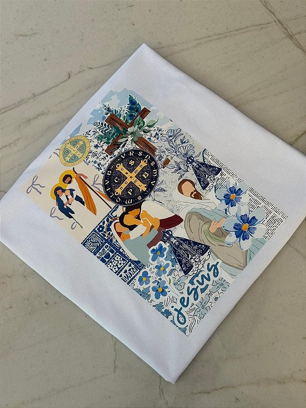 T-SHIRT DTF MOSAICO DE NAZARÉ - BRANCO