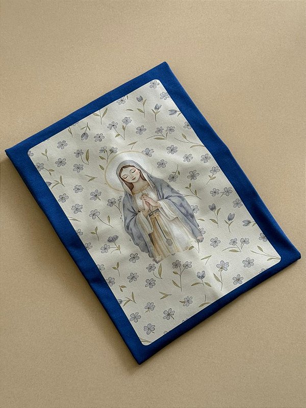 T-SHIRT DTF NOSSA SENHORA FLORAL - AZUL BIC