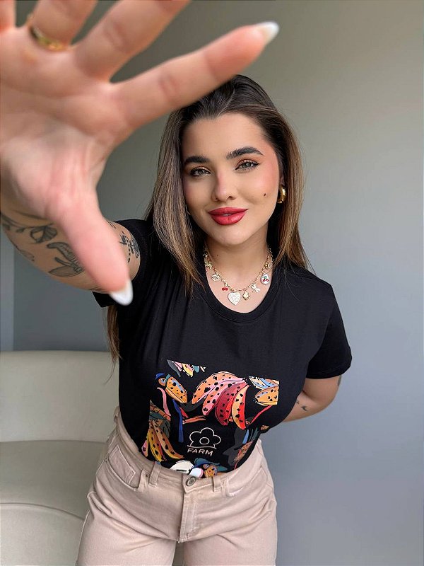 T-SHIRT DTF FARM COLORIDA - PRETO