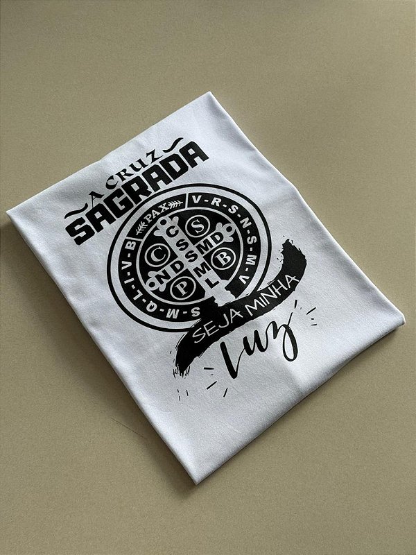 T-SHIRT DTF A CRUZ SAGRADA - BRANCO