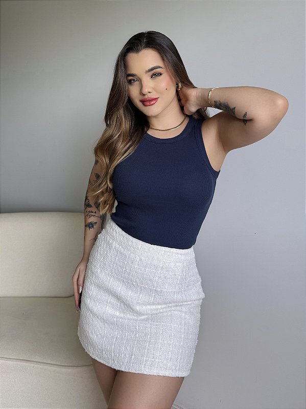 REGATA CANELADA - AZUL MARINHO