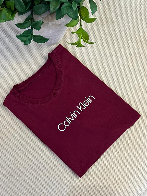 T-SHIRT CALVIN KLEIN ALTO RELEVO - BORDO