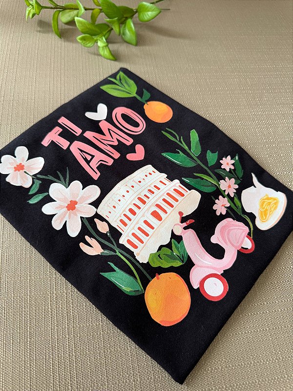 T-SHIRT DTF TI AMO - PRETO