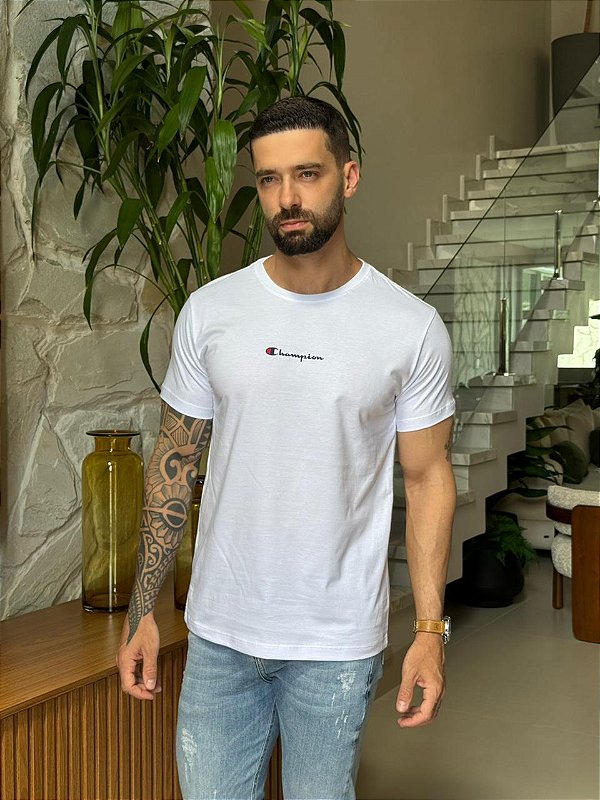 CAMISETA MASCULINA  DTF CHAMPION - BRANCO