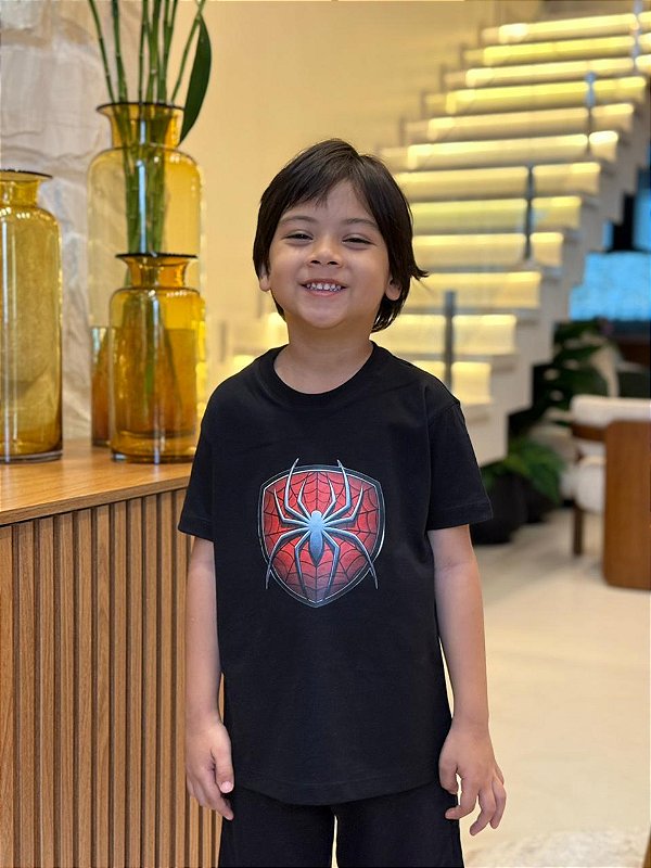 T-SHIRT INFANTIL DTF HOMEM ARANHA - PRETO