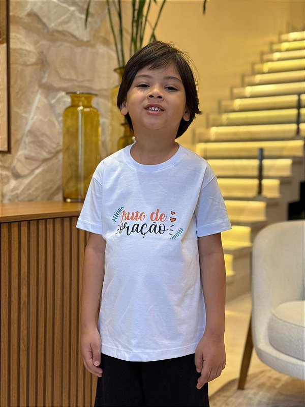 T-SHIRT INFANTIL  DTF FRUTO DE ORAÇÃO - BRANCO