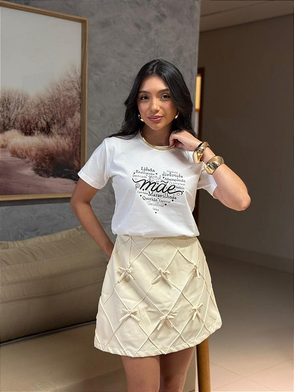 T-SHIRT DTF CORAÇÃO MÃE - OFF WHITE