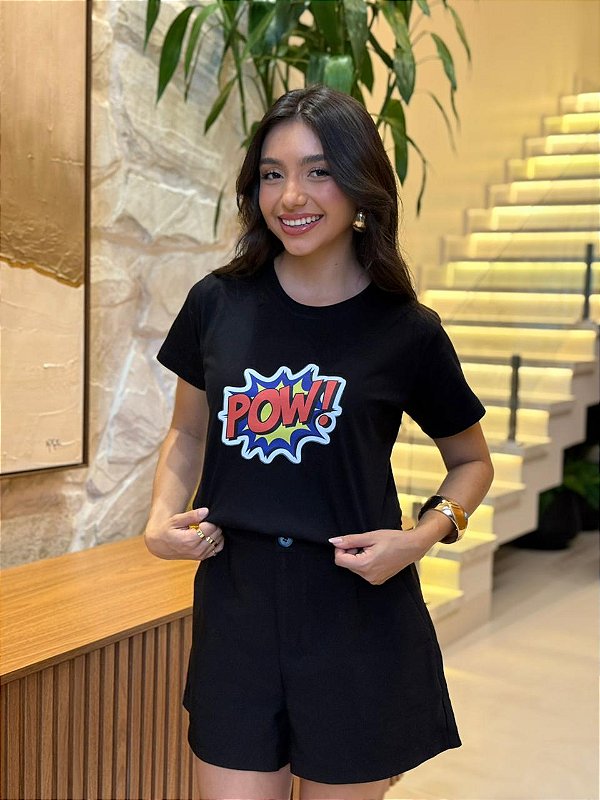 T-SHIRT DTF POW! - PRETO