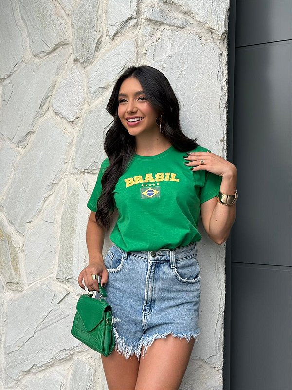 T-SHIRT DTF BRASIL 5 ESTRELAS AMARELO - VERDE BANDEIRA