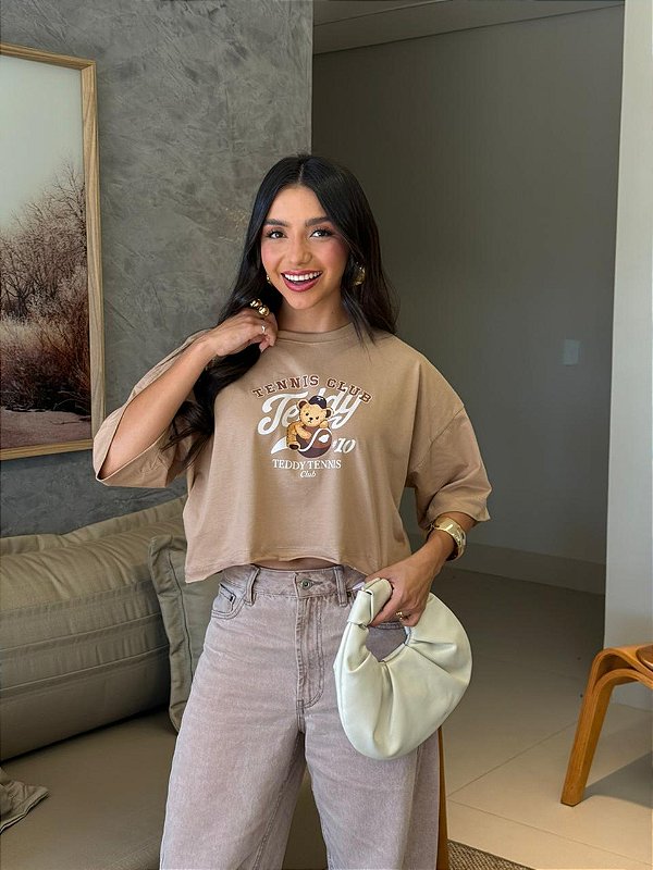 CROPPED OVERSIZED DTF URSINHO TEDDY - CAPUCCINO