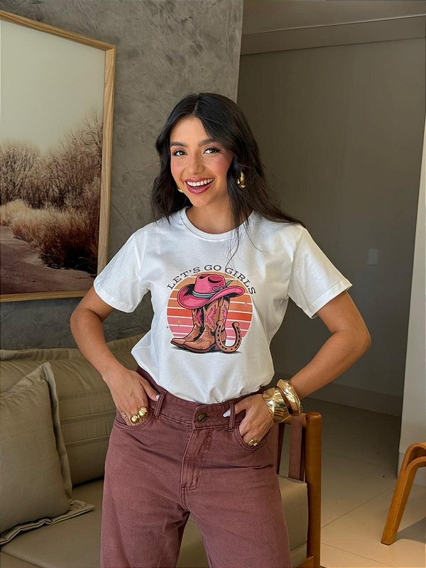 T-SHIRT DTF LET´S GO GIRLS - OFF WHITE