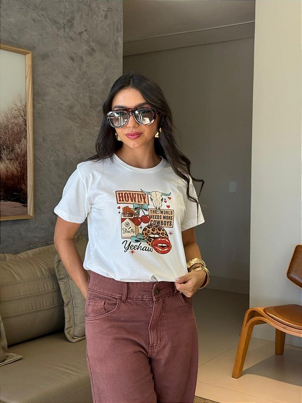 T-SHIRT DTF HOWDY YEEHAW - OFF WHITE