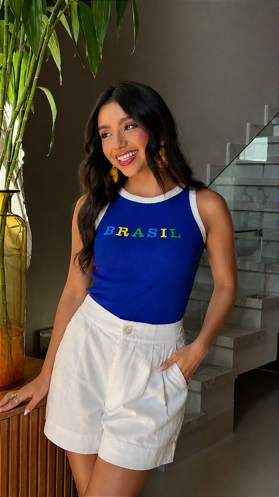 REGATA CANELADA BRASIL COLORS (BICOLOR) - AZUL BIC