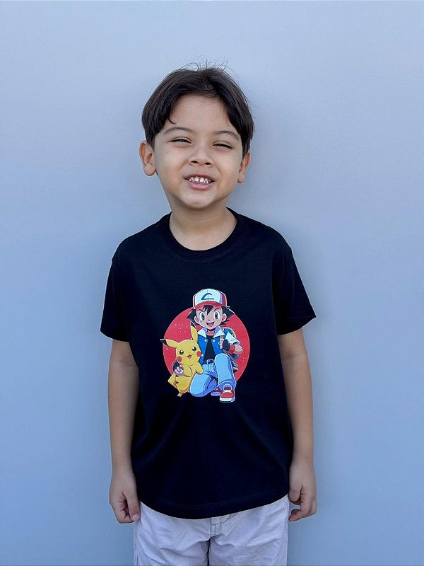 T-SHIRT INFANTIL DTF POKEMON - PRETO