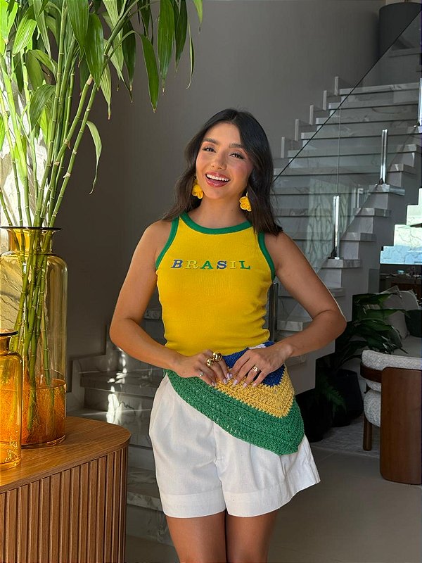 REGATA CANELADA BRASIL COLORS (BICOLOR) - AMARELO
