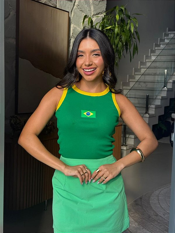 REGATA CANELADA BANDEIRA BRASIL - VERDE BANDEIRA
