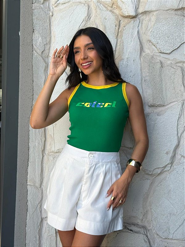 REGATA CANELADA COLCCI BRASIL - VERDE BANDEIRA
