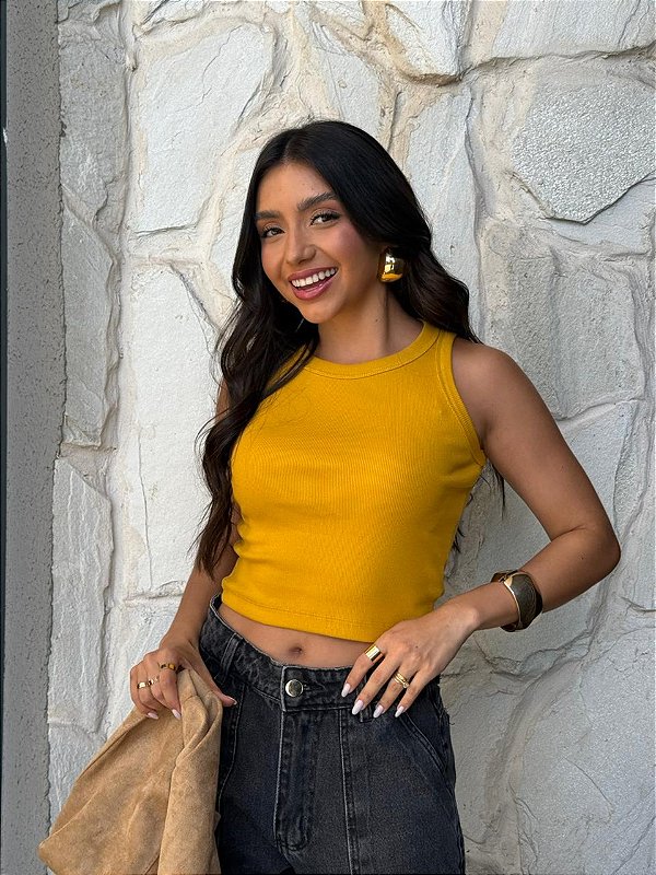 CROPPED RIBANA - MOSTARDA