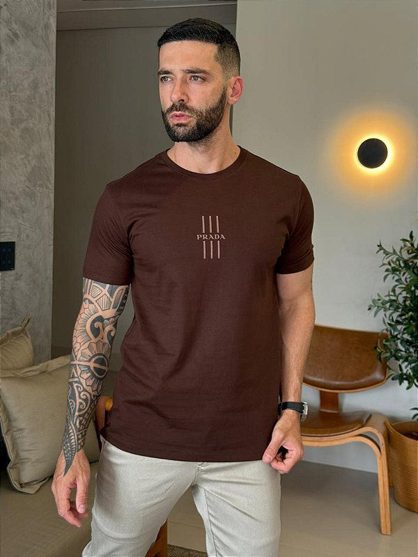 CAMISETA MASCULINA PRADA - MARROM EXPRESSO